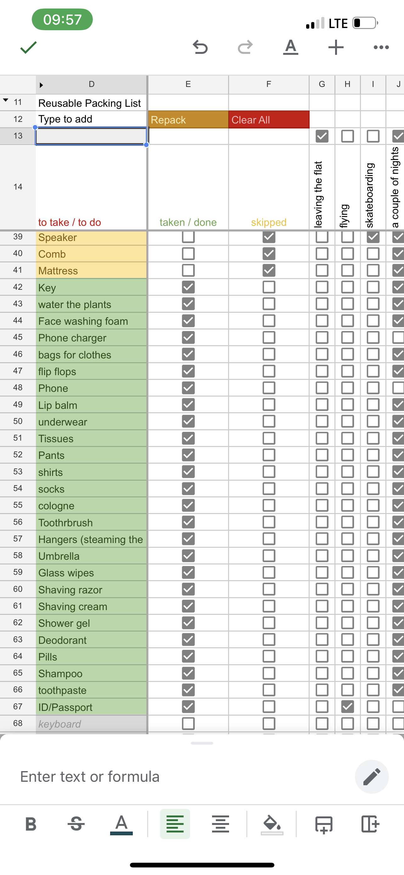 The Reusable Packing List